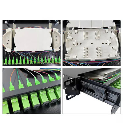 la toppa a fibra ottica duplex della fibra di recinzione del supporto di scaffale dello Sc Simplex/LC del porto di 1U 19&quot; 24 Pannello-scarica