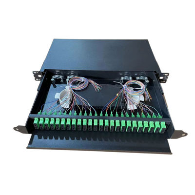 Quadro d'interconnessione a fibra ottica di scaffale dei cassetti ottici neri a 19 pollici del supporto per il cablaggio della rete
