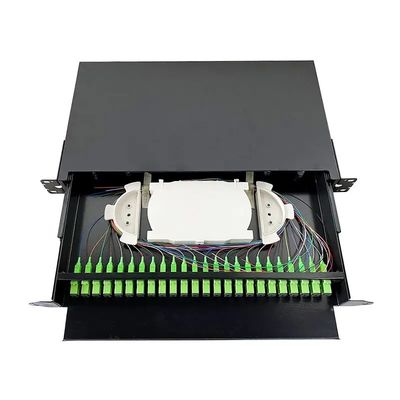 Quadro d'interconnessione a fibra ottica di scaffale dei cassetti ottici neri a 19 pollici del supporto per il cablaggio della rete